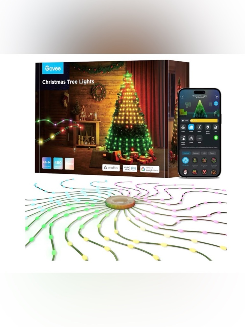 NEW Govee Christmas Tree Lights -
Smart RGBIC 480 LEDs Christmas Lights